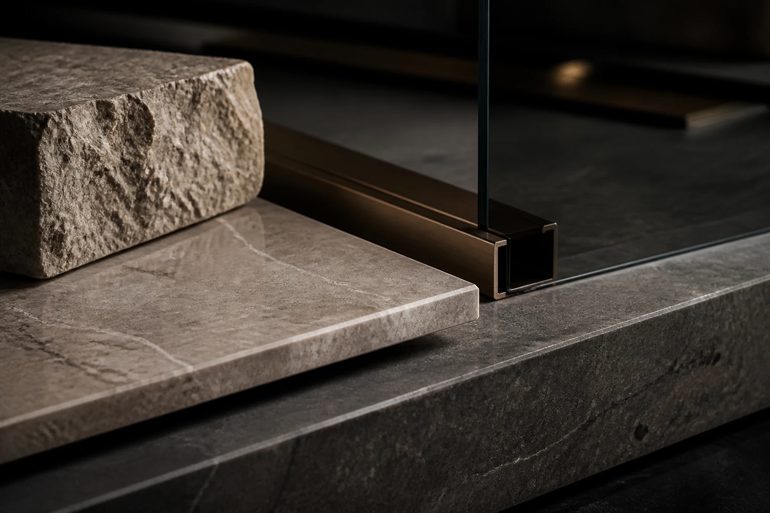 Präzise verarbeitete Naturstein-, Fliesen-, Metall- und Glaselemente